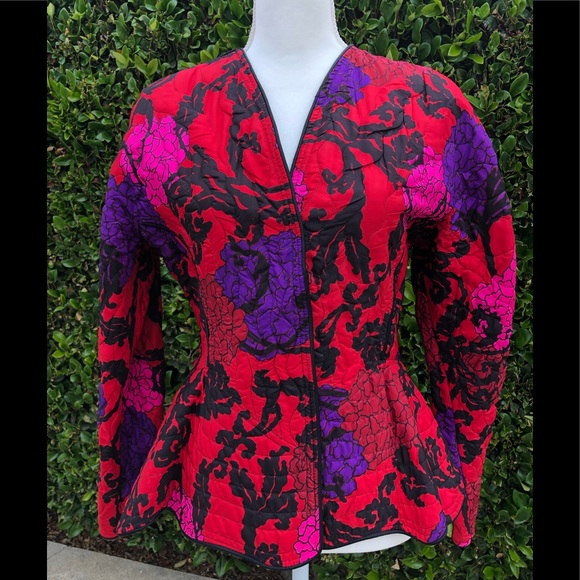 Vintage Penny Green  quilted 100% silk jacket - Picture 1 of 8